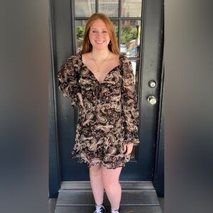 Dress Forum *NEW* Black/Pink Preppy Paisley Print Mini Dress Size S